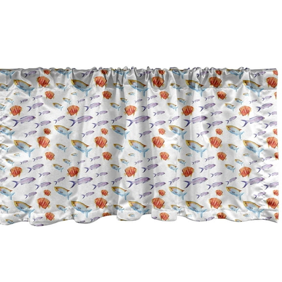 Ambesonne Fish Window Valance, Goldfish and Mackerel, 54" X 12", Multicolor