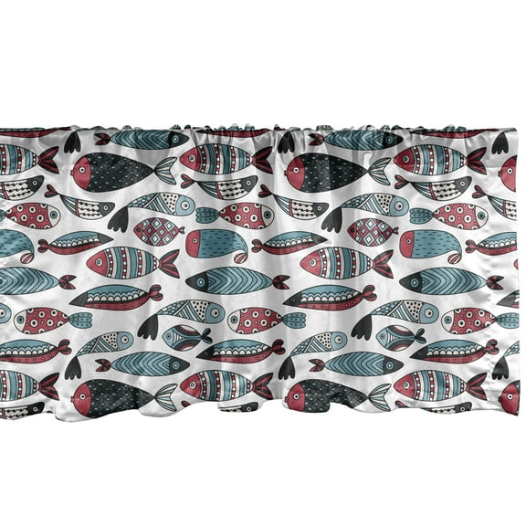 Ambesonne Fish Window Valance, Ocean Sea Creatures, 54" X 12", Multicolor