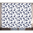 thumbnail image 1 of Ambesonne Fishes Curtains 2 Panel Set, Japanese Carp Sketch, 108" x 84", Navy Blue White, 1 of 3