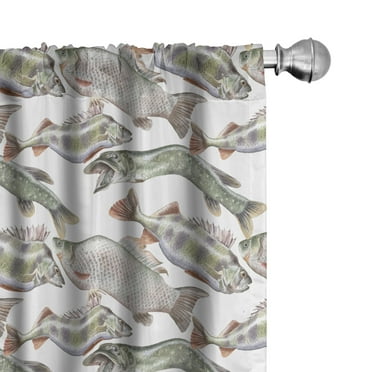 Ambesonne Fishes Curtains, Carp Perch and Bass, Pair of 28"x63", Multicolor