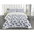 thumbnail image 1 of Ambesonne Fishes Quilted Bedspread Set 3 Pcs, Japanese Carp Sketch, King Size, Navy Blue White, 1 of 5