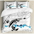 thumbnail image 1 of Ambesonne Fishing Big Pike Fish Catching Wobblers Reel Trap in River Raptorial Predator Print Duvet Cover Set, 1 of 3