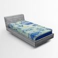thumbnail image 1 of Ambesonne Fishing Fitted Sheet, Whale Wheel Sketch, Twin XL Size, Eggshell Blue, 1 of 2