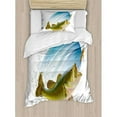 thumbnail image 1 of Ambesonne Fishing Largemouth Sea Bass Catching a Bite in Water Spray Motion Splash Wild Image Duvet Cover Set, 1 of 3