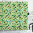 thumbnail image 1 of Ambesonne Fishing Theme Shower Curtain, Angling and Camping, 69"Wx70"L, Pastel Green Multicolor, 1 of 5