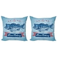 thumbnail image 1 of Ambesonne Fishing Theme Throw Pillow Cover 2 Pack, Throat Fish USA Flag, 24", Multicolor, 1 of 5