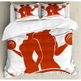 thumbnail image 1 of Ambesonne Fitness Duvet Cover Set, Muscled Man and Woman, 2-Calking, Orange and White, 1 of 3