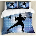 thumbnail image 1 of Ambesonne Fitness Duvet Cover Set, Wightlifter Silhouette, 2-Calking, Pale Blue Black White, 1 of 1