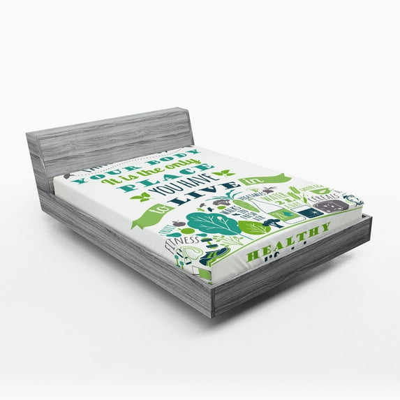 Ambesonne Fitness Fitted Sheet, Body is Only Place to Live, Queen Size, Multicolor
