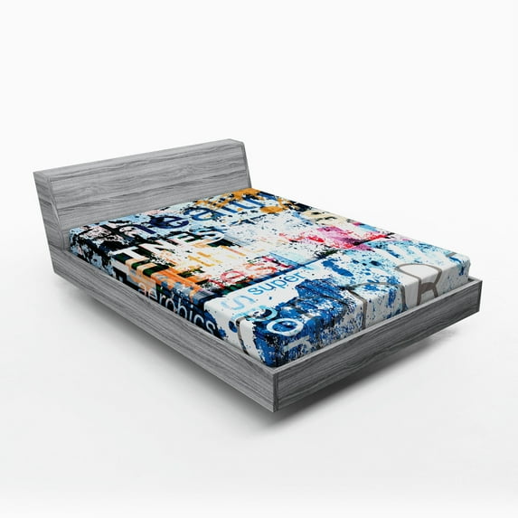 Ambesonne Fitness Fitted Sheet, Grunge Art Aerobics Words, Full Size, Multicolor