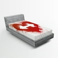 thumbnail image 1 of Ambesonne Fitness Fitted Sheet, Red Heart Dumbbell Art, Twin Size, Red and White, 1 of 2