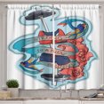 thumbnail image 1 of Ambesonne Fitness Kitchen Curtains, Words Flowers Barbell, 55"x39", Dark Coral Blue Grey, 1 of 2