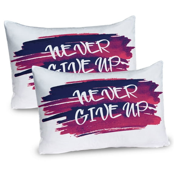 Ambesonne Fitness Pillow Sham 2 Pack, Brushstrokes with Words, 36"x20", Fuchsia Indigo White
