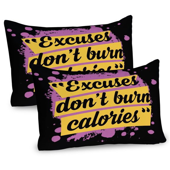 Ambesonne Fitness Pillow Sham 2 Pack, Gym Motivation Modern, 26"x20", Lilac Yellow Black