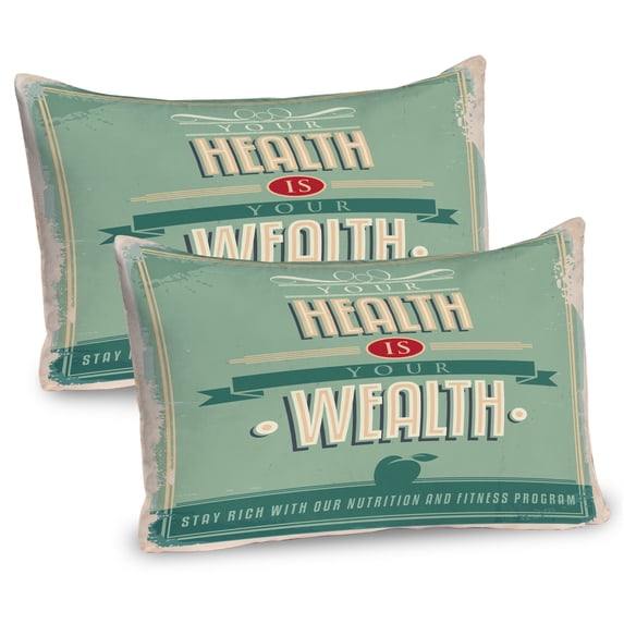 Ambesonne Fitness Pillow Sham 2 Pack, Vintage Inspirational, 26"x20", Pale Orange Pale Green