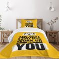 thumbnail image 1 of Ambesonne Fitness Quilted Bedspread Set 2 Pcs, Best Project is You, Twin Size, Marigold Dark Blue White, 1 of 5