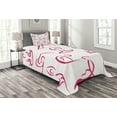 thumbnail image 1 of Ambesonne Fitness Quilted Bedspread Set 2 Pcs, Line Art Poses Silhouette, Twin Size, White and Pink, 1 of 3