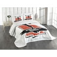 thumbnail image 1 of Ambesonne Fitness Quilted Bedspread Set 3 Pcs, Bodybuilder Barbell, King Size, Red Black White, 1 of 5