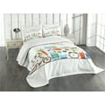 thumbnail image 1 of Ambesonne Fitness Quilted Bedspread Set 3 Pcs, Colorful Wellness Themed, Queen Size, Multicolor, 1 of 5