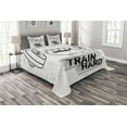 thumbnail image 1 of Ambesonne Fitness Quilted Bedspread Set 3 Pcs, Dumbbell Hand Sketch, Queen Size, Black Grey White, 1 of 3