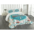 thumbnail image 1 of Ambesonne Fitness Quilted Bedspread Set 3 Pcs, Encouraging Gym Phrase, King Size, Teal White Red, 1 of 5