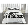 thumbnail image 1 of Ambesonne Fitness Quilted Bedspread Set 3 Pcs, Grunge Strong Man Woman, King Size, Black and White, 1 of 5