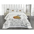 thumbnail image 1 of Ambesonne Fitness Quilted Bedspread Set 3 Pcs, Orange Gym Exercise Veggies, King Size, Orange White and Black, 1 of 5