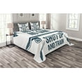 thumbnail image 1 of Ambesonne Fitness Quilted Bedspread Set 3 Pcs, Skateboard Boho, King Size, Dark Blue White, 1 of 3