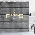 thumbnail image 1 of Ambesonne Fitness Shower Curtain, Club Wood Planks, 69"Wx75"L, Pale Yellow Black Grey, 1 of 3