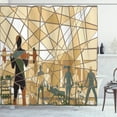 thumbnail image 1 of Ambesonne Fitness Shower Curtain, Mosaic People in Gym, 69"Wx70"L, Slate Blue Pale Brown, 1 of 3