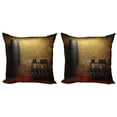 thumbnail image 1 of Ambesonne Fitness Throw Pillow Cover 2 Pack, Gym Room and Dumbbells, 16", Black Redwood Pale Brown, 1 of 7
