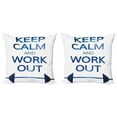 thumbnail image 1 of Ambesonne Fitness Throw Pillow Cover 2 Pack, Keep Calm and Work, 24", Dark Blue White, 1 of 5
