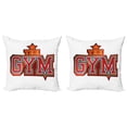 thumbnail image 1 of Ambesonne Fitness Throw Pillow Cover 2 Pack, Vibrant Gym Sign Star, 20", Red Petrol Blue Orange, 1 of 2