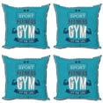 thumbnail image 1 of Ambesonne Fitness Throw Pillow Cover 4 Pack, Fit Life Bodybuilding, 16", Blue Dark Blue White, 1 of 5