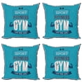 thumbnail image 1 of Ambesonne Fitness Throw Pillow Cover 4 Pack, Fit Life Bodybuilding, 24", Blue Dark Blue White, 1 of 5