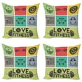 thumbnail image 1 of Ambesonne Fitness Throw Pillow Cover 4 Pack, Modern Words in Frames Art, 24", Multicolor, 1 of 5