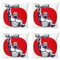 thumbnail image 1 of Ambesonne Fitness Throw Pillow Cover 4 Pack, Muscular Man Lifting, 24", Grey Red White, 1 of 6