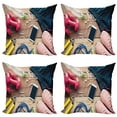 thumbnail image 1 of Ambesonne Fitness Throw Pillow Cover 4 Pack, Sportswear Accessories, 18", Multicolor, 1 of 7