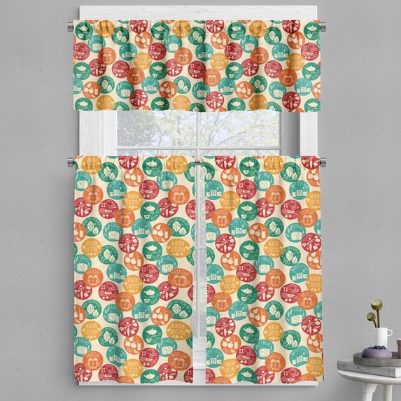 Ambesonne Fitness Valance & Curtain, Colorful Spots Sports Life, 55"x36", Multicolor
