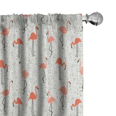 Ambesonne Flamingo 4-Panel Curtains, Exotic Bird Tropical Vibes, 56"x63", Dust Salmon Coral