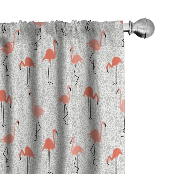 Ambesonne Flamingo Window Curtains, Exotic Bird Tropical Vibes, Each 28" W x 84" L, Dust Salmon Coral