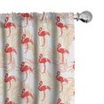 thumbnail image 1 of Ambesonne Flamingo Window Curtains, Exotic Birds on Leaves, Each 28" W x 63" L, Scarlet Peach White, 1 of 3