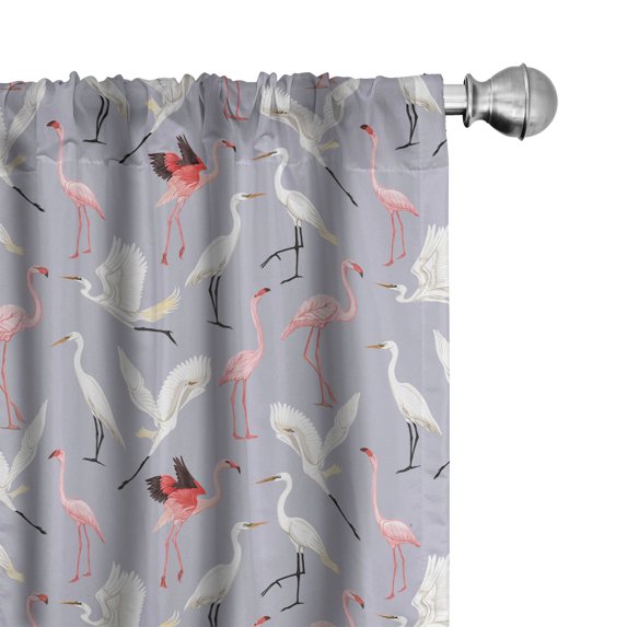 Ambesonne Flamingo 4-Panel Curtains, Flying Tropical Bird Motif, 56"x95", Mauve Multicolor