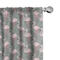 thumbnail image 1 of Ambesonne Flamingo Window Curtains, Tree Leaves Wildlife, Each 28" W x 84" L, Grey Rose Pink, 1 of 5
