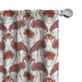 thumbnail image 1 of Ambesonne Flamingo Curtains, Floral Birds Hand Drawing, Pair of 28"x63", Red Coral Sea Green, 1 of 5
