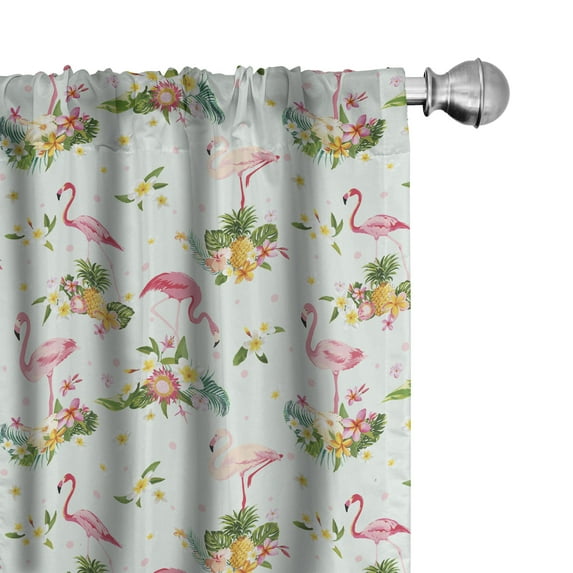 Ambesonne Flamingo Curtains, Fresh Flora Pineapples, Pair of 28"x63", Multicolor