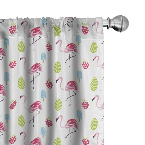 Ambesonne Flamingo Curtains, Summer Ice Cream Berry, Pair of 28"x95", Multicolor