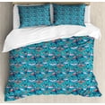 thumbnail image 1 of Ambesonne Flamingo Duvet Cover Sets, Colorful Animals Swirls, 2-King, Multicolor, 1 of 7