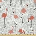thumbnail image 1 of Ambesonne Flamingo Fabric by the Yard Microfiber, Exotic Bird Tropical Vibes, 1 Yard, Dust Salmon Coral, 1 of 2