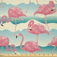 thumbnail image 1 of Ambesonne Flamingo Fabric by the Yard Microfiber, Tropic Birds and Waves, 1 Yard, Blush Pale Teal Cream, 1 of 2